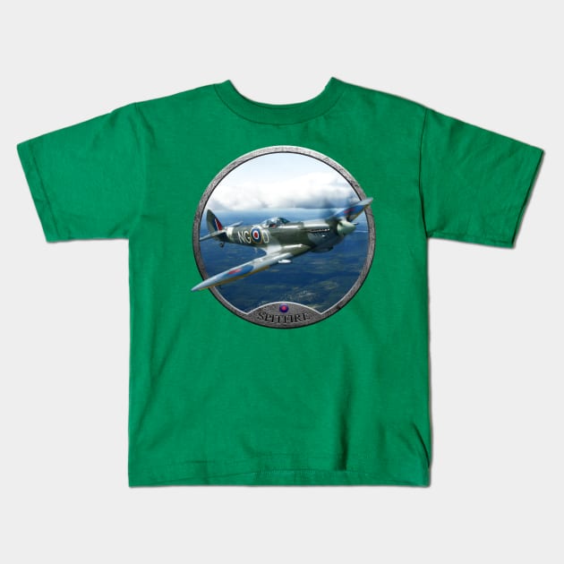 Spitfire Aircraft Kids T-Shirt by CoolCarVideos